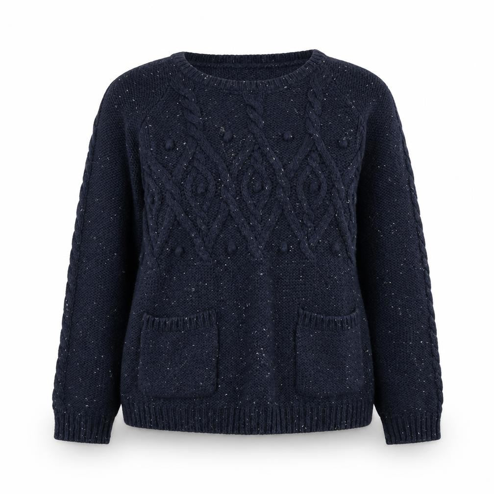 Front view of Papaya women’s blue jumper, size UK 8