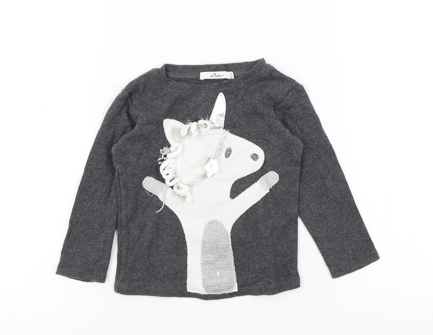 oh baby Baby Grey Colourblock  Basic T-Shirt Size 18-24 Months