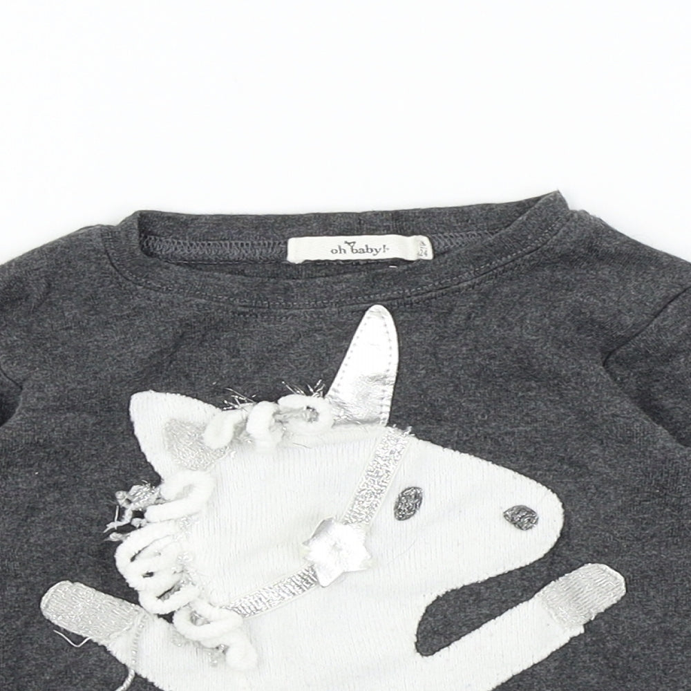 oh baby Baby Grey Colourblock  Basic T-Shirt Size 18-24 Months