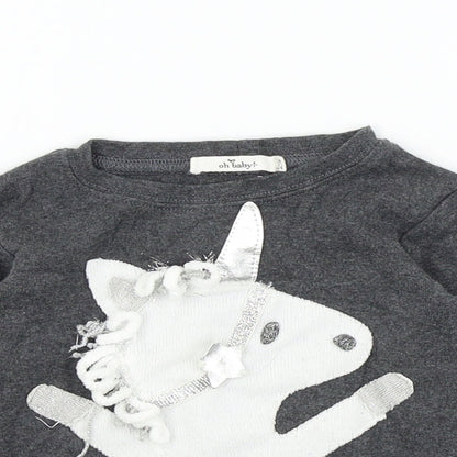 oh baby Baby Grey Colourblock  Basic T-Shirt Size 18-24 Months