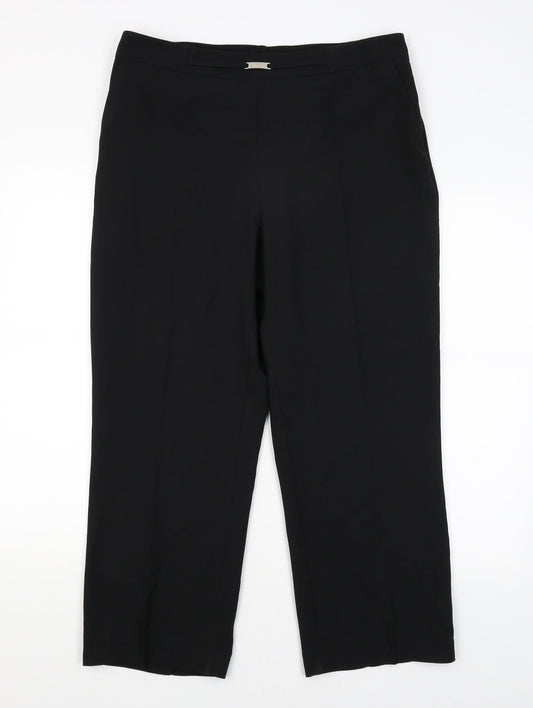 Womens UK Size 14 BHS Regular Fit Dress Pants Black Trousers