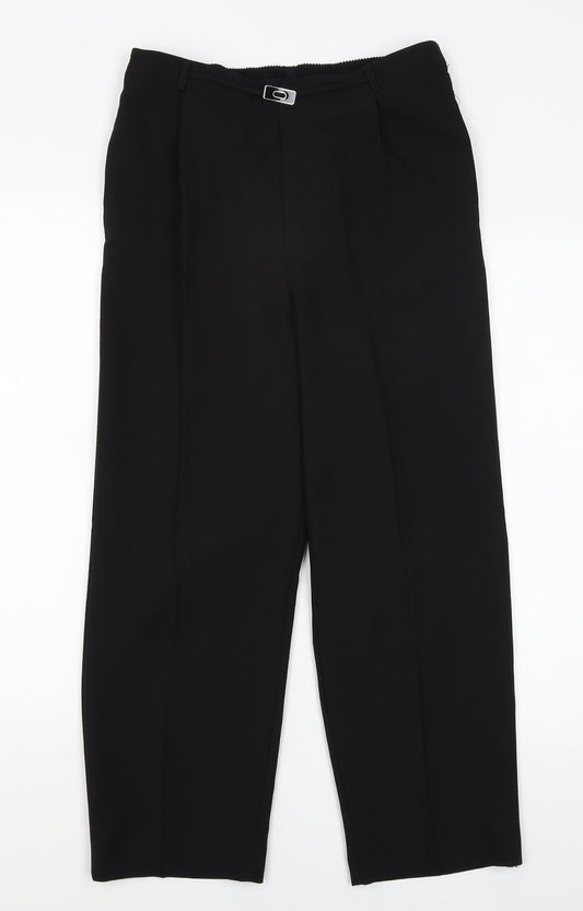 Womens UK Size 10 BM Regular Fit Dress Pants Black Trousers