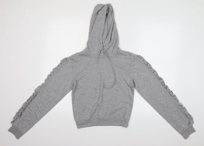 Select Womens Grey   Pullover Hoodie Size S  - Cropped