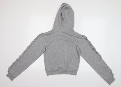 Select Womens Grey   Pullover Hoodie Size S  - Cropped