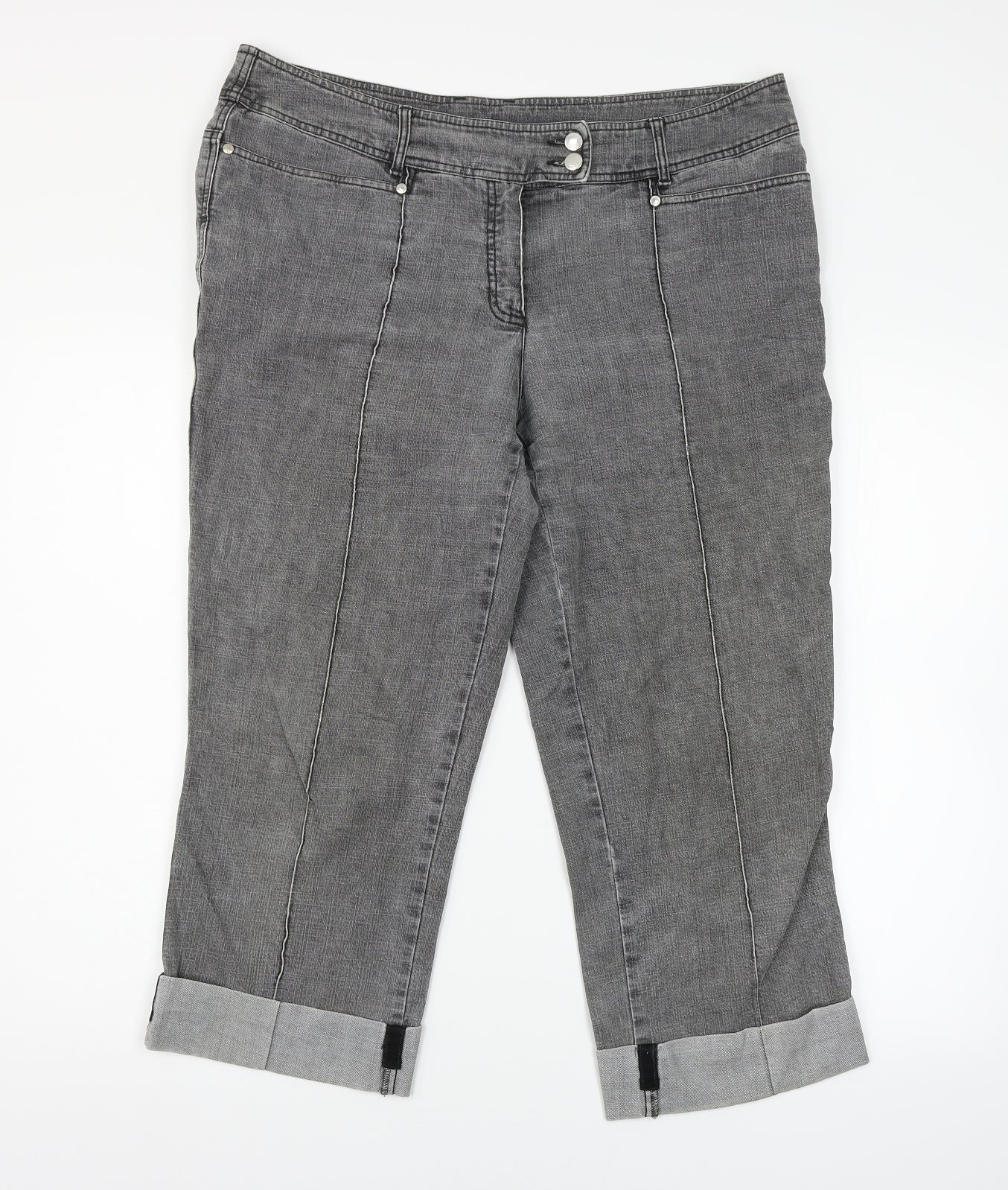 Womens UK Size L Preworn Regular Fit Cropped Grey Jeans