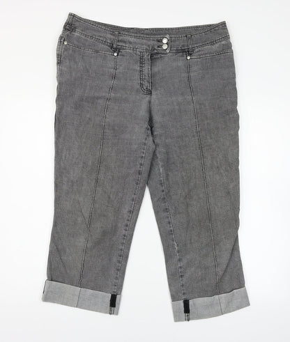 Womens UK Size L Preworn Regular Fit Cropped Grey Jeans