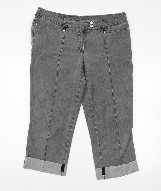 Womens UK Size L Preworn Regular Fit Cropped Grey Jeans
