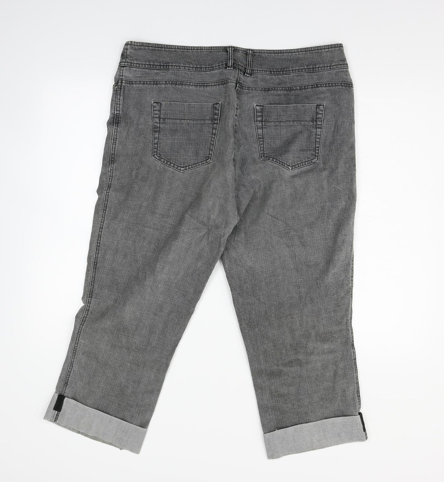 Womens UK Size L Preworn Regular Fit Cropped Grey Jeans
