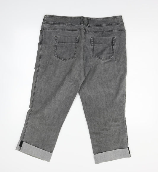 Womens UK Size L Preworn Regular Fit Cropped Grey Jeans