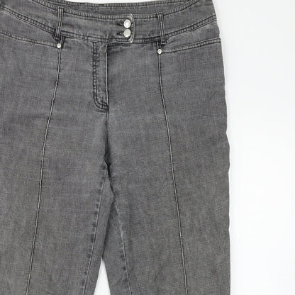 Womens UK Size L Preworn Regular Fit Cropped Grey Jeans
