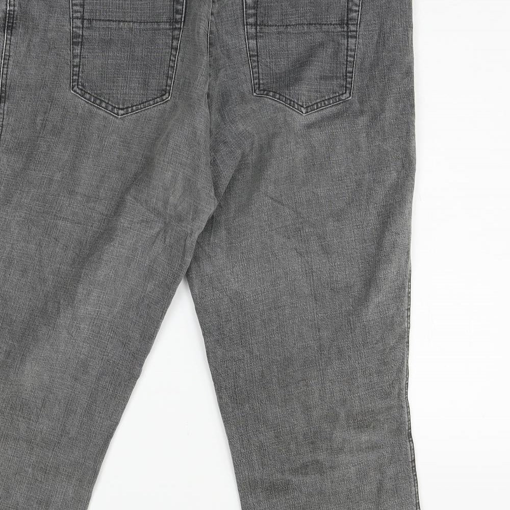 Womens UK Size L Preworn Regular Fit Cropped Grey Jeans