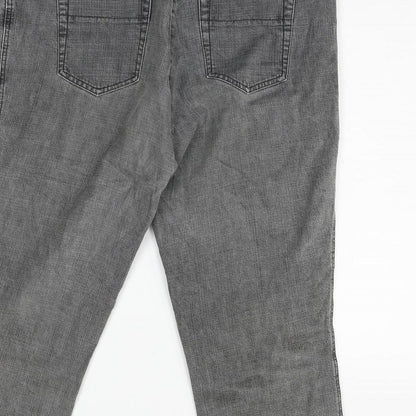 Womens UK Size L Preworn Regular Fit Cropped Grey Jeans