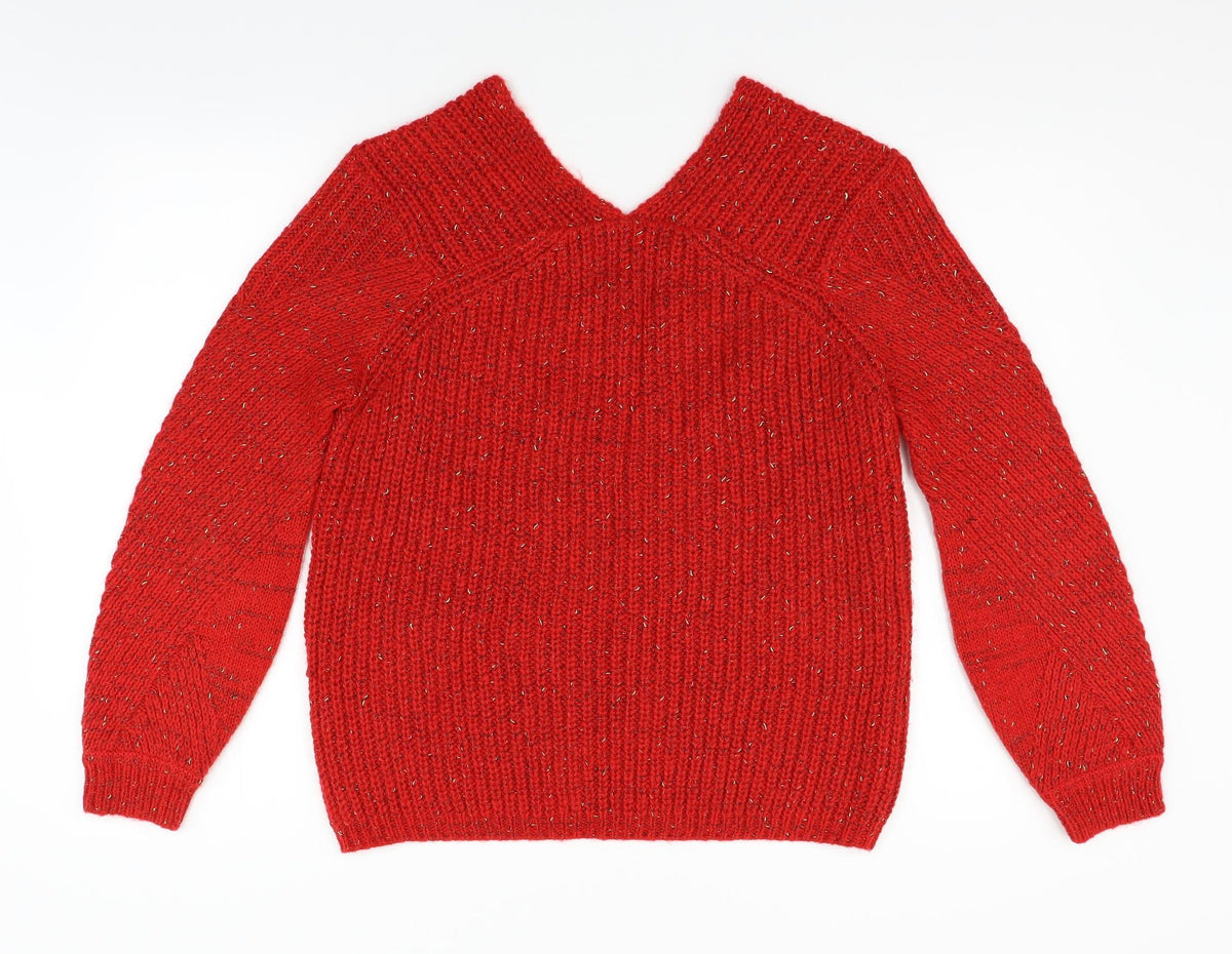 Promod Womens Red  Knit Pullover Jumper Size M