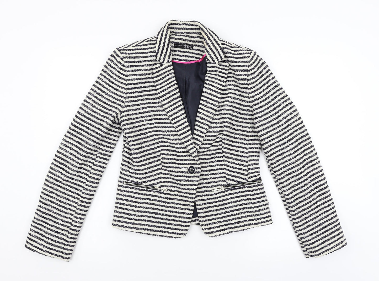 Primark Womens Multicoloured Striped  Jacket Suit Jacket Size 10