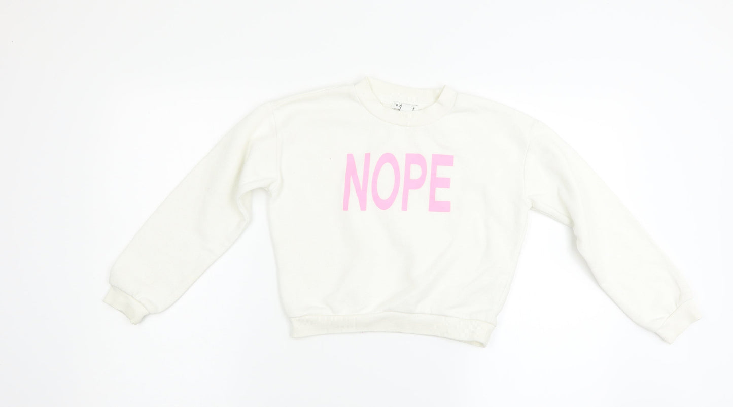 Primark Girls White   Pullover Sweatshirt Size 10-11 Years