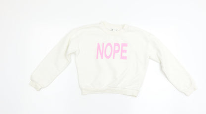 Primark Girls White   Pullover Sweatshirt Size 10-11 Years