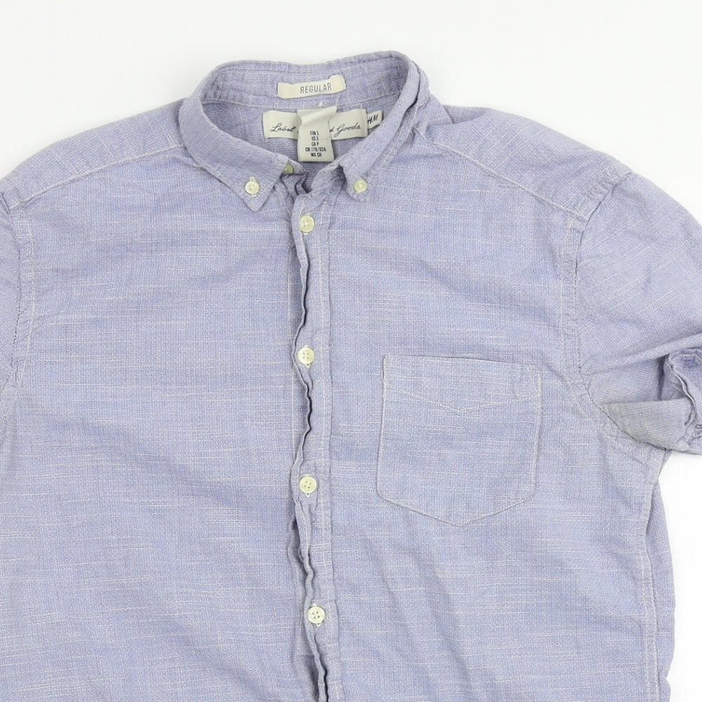 Regular Mens Blue    Button-Up Size S