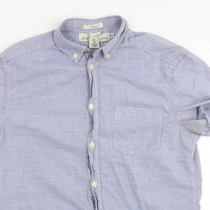 Regular Mens Blue    Button-Up Size S