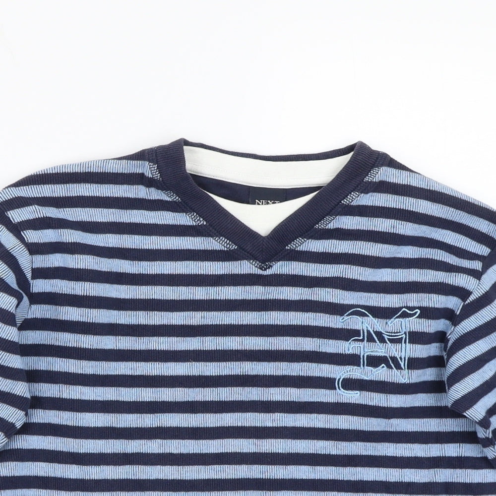 Next Boys Blue Striped  Pullover Jumper Size 6 Years