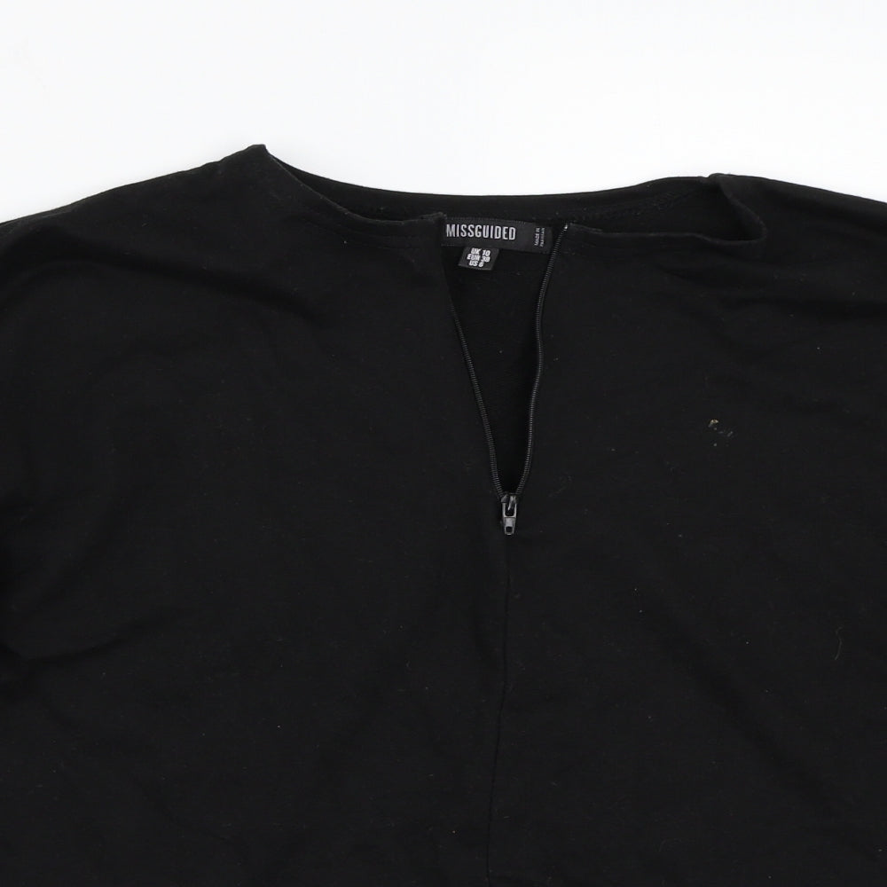 Close-up detail of Missguided women’s black jumper, size UK 10