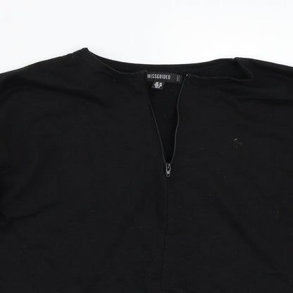 Close-up detail of Missguided women’s black jumper, size UK 10