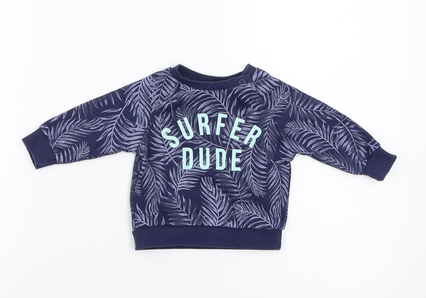 Primark Boys Blue Floral  Pullover Jumper Size 0-3 Months