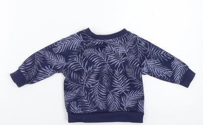 Primark Boys Blue Floral  Pullover Jumper Size 0-3 Months