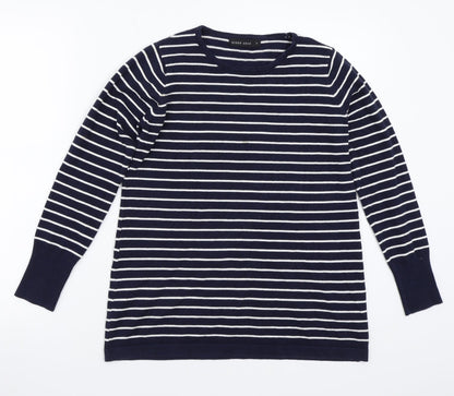 Queen shop Womens Blue Striped  Pullover Jumper One Size