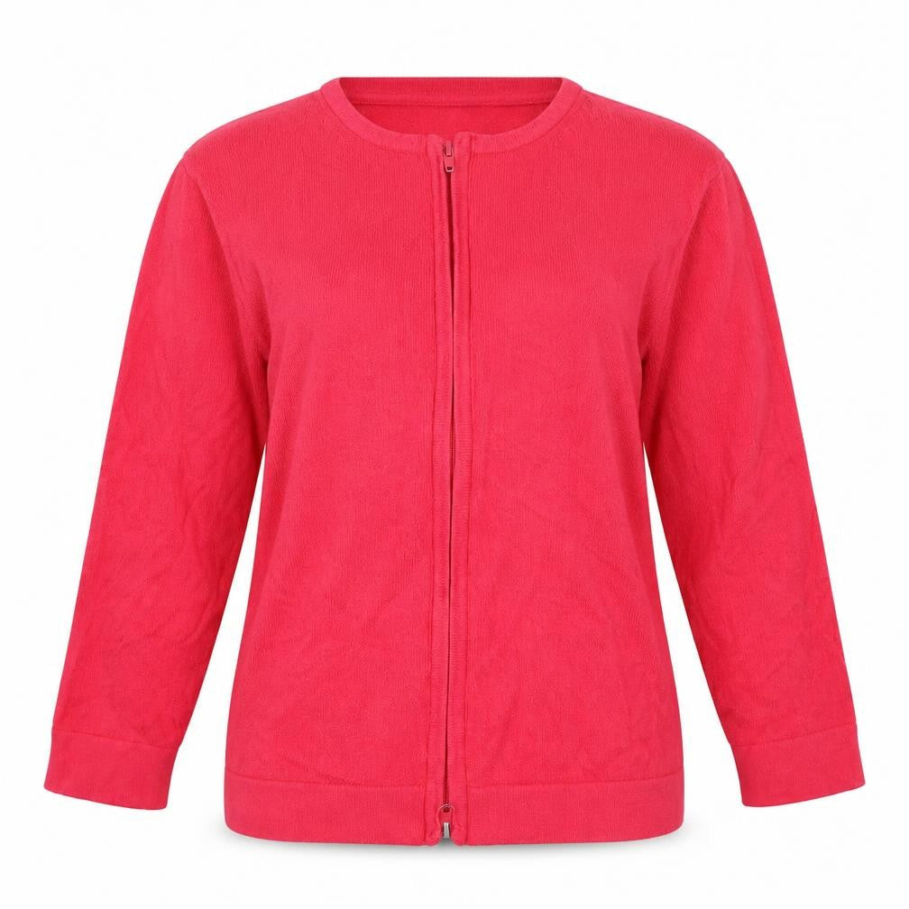 Front view of French Connection women’s pink basic button-up, size M