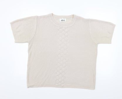 Womens UK Size L Afibel Beige Basic T-Shirt