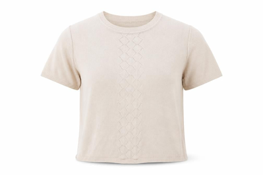 Womens UK Size L Afibel Beige Basic T-Shirt