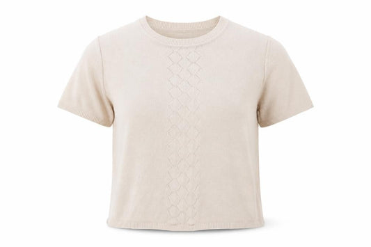 Womens UK Size L Afibel Beige Basic T-Shirt