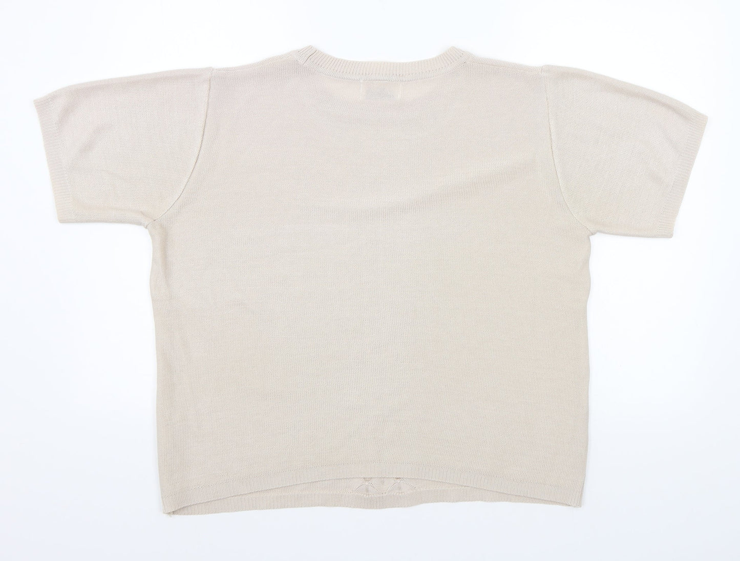 Womens UK Size L Afibel Beige Basic T-Shirt