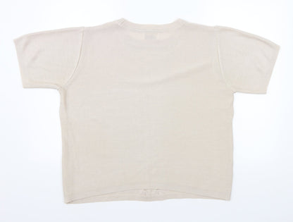 Womens UK Size L Afibel Beige Basic T-Shirt