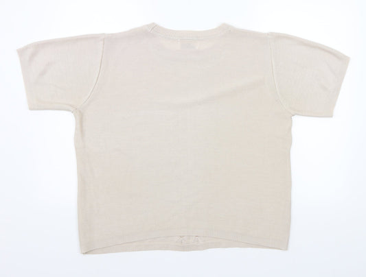 Womens UK Size L Afibel Beige Basic T-Shirt
