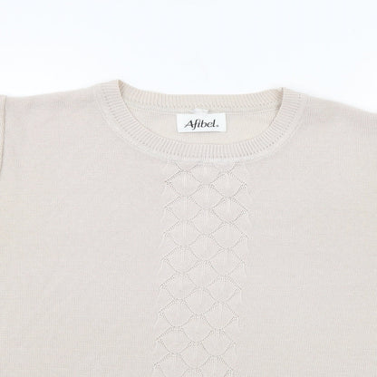 Womens UK Size L Afibel Beige Basic T-Shirt