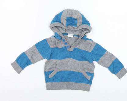 Mini Club Boys Blue Striped  Pullover Jumper Size 6-9 Months