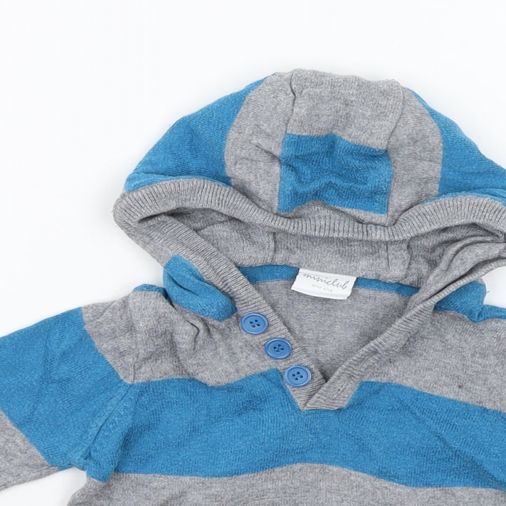 Mini Club Boys Blue Striped  Pullover Jumper Size 6-9 Months