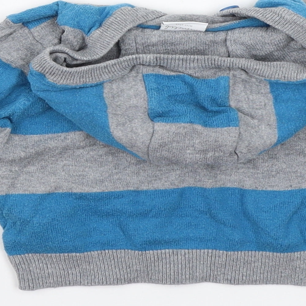 Mini Club Boys Blue Striped  Pullover Jumper Size 6-9 Months