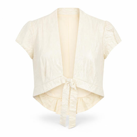 Front view of Kaliko women’s beige jacket blazer, size UK 14