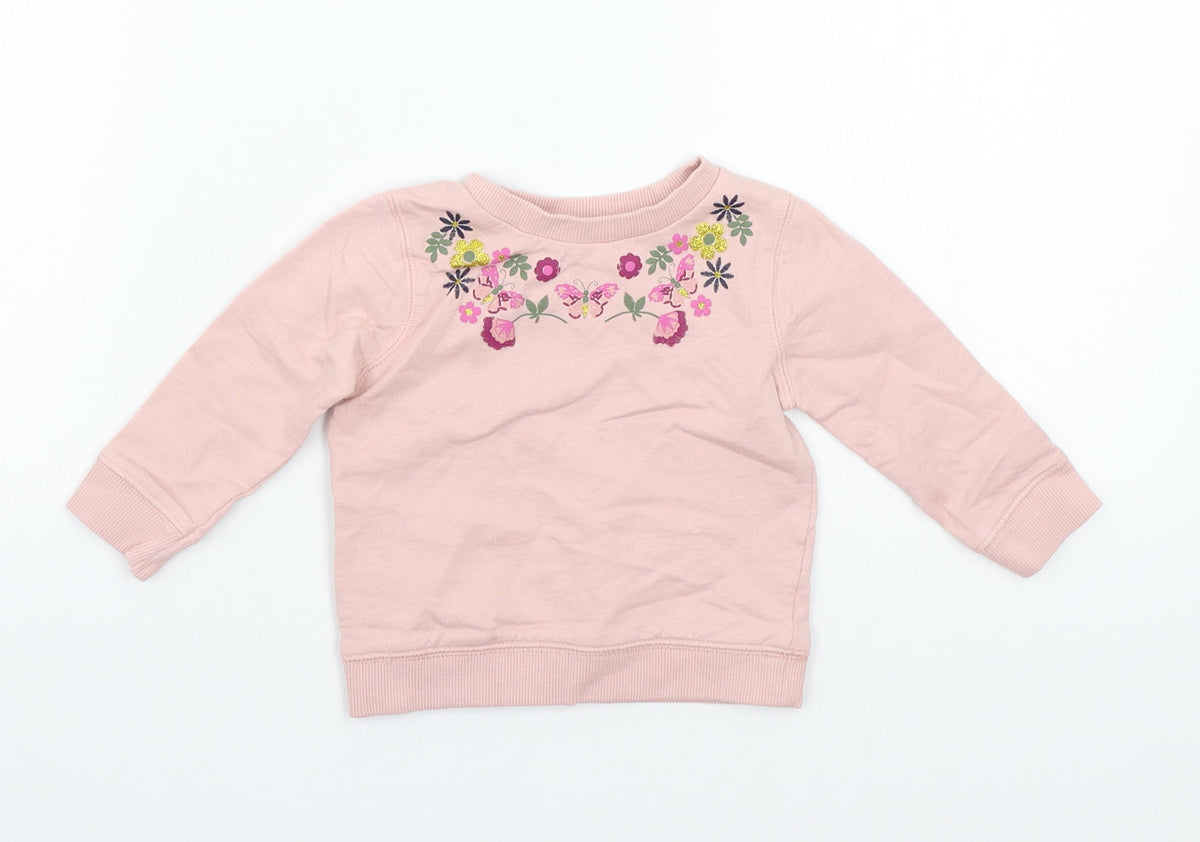 Additional front view of M&Co girls’ pink jumper, size 3-6, months