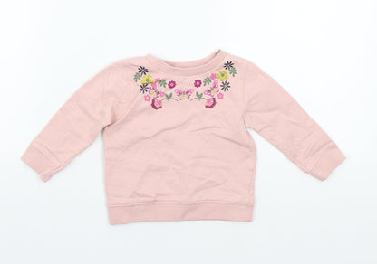 Additional front view of M&Co girls’ pink jumper, size 3-6, months