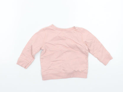 Back view of M&Co girls’ pink jumper, size 3-6, months