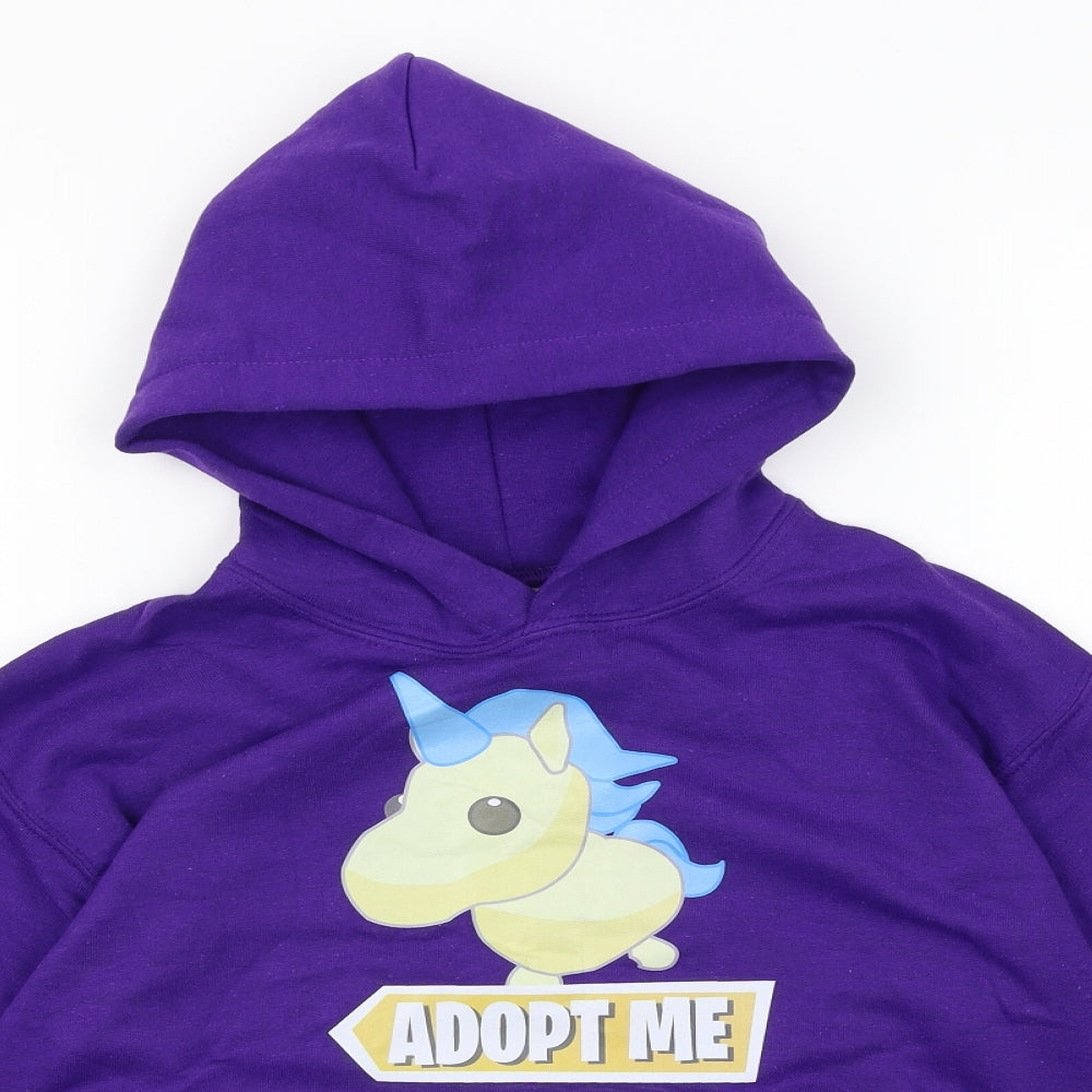 Gilden Girls Purple Houndstooth  Pullover Hoodie Size M