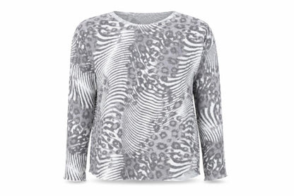 Kaleidoscope Womens Grey Animal Print  Basic T-Shirt Size 14