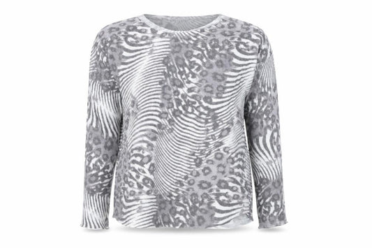 Kaleidoscope Womens Grey Animal Print  Basic T-Shirt Size 14