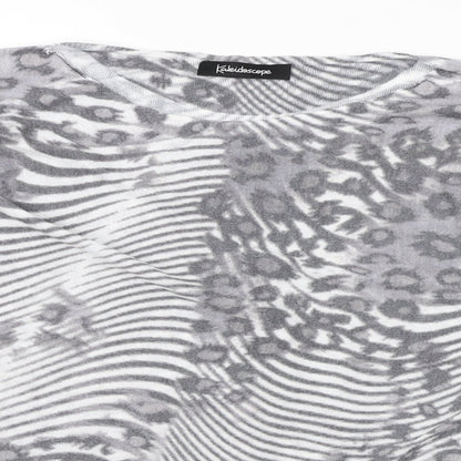 Kaleidoscope Womens Grey Animal Print  Basic T-Shirt Size 14
