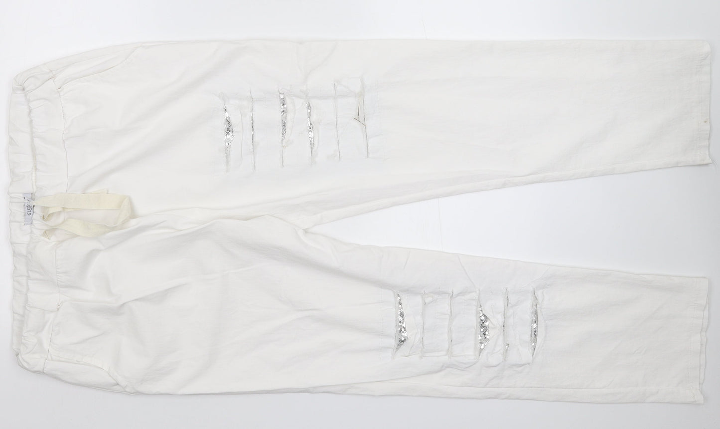 Glossy Womens White  Denim Straight Jeans Size 36 in L29 in