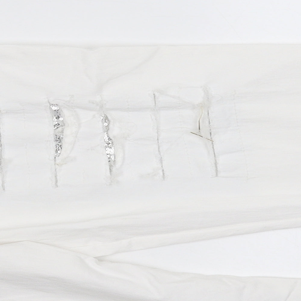 Glossy Womens White  Denim Straight Jeans Size 36 in L29 in