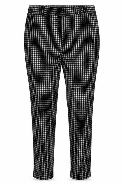 Front view of Atmosphere women’s black check trousers, size UK 12, 27-inch leg